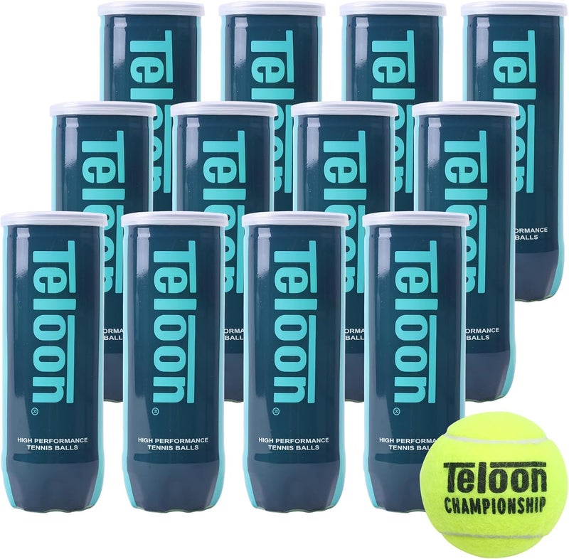 Teloon Championship Tennis Balls - Extra Duty - Regular Duty Felt Pressurized Tennis Balls - Image 1